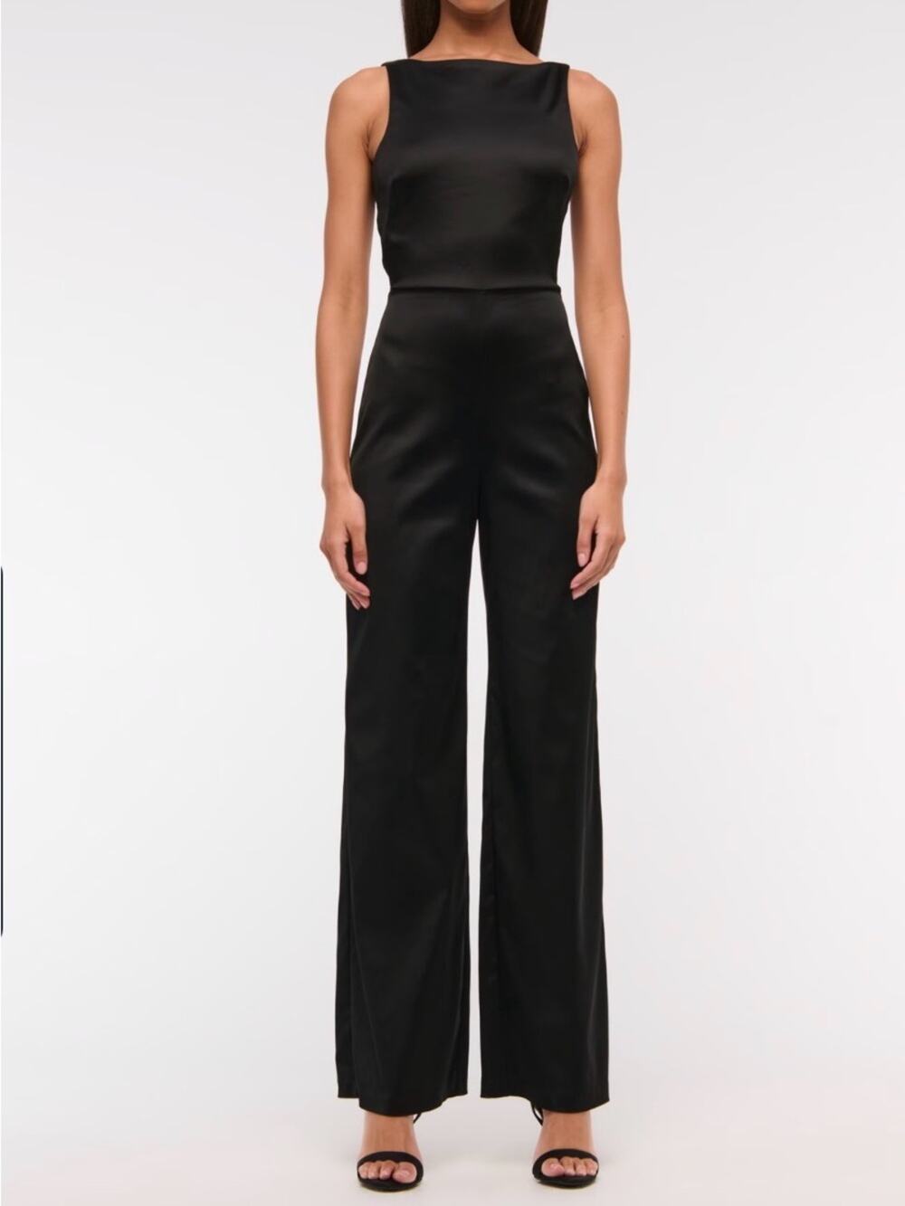 NWT Abercrombie & Fitch Slash Clasp-Back Jumpsuit size XL Black